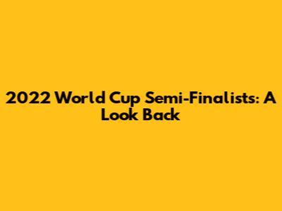 2022 World Cup Semi-Finalists: A Look Back