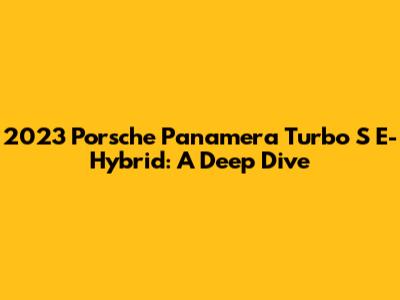 2023 Porsche Panamera Turbo S E-Hybrid: A Deep Dive
