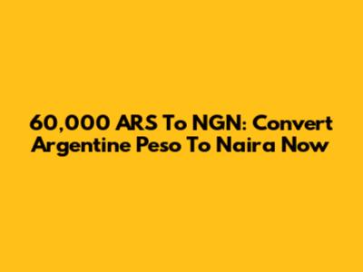 60,000 ARS To NGN: Convert Argentine Peso To Naira Now
