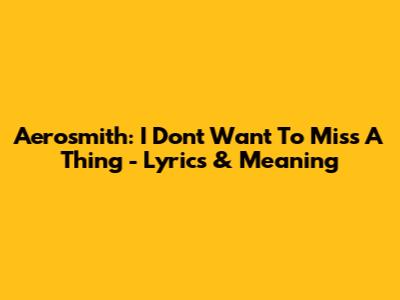 Aerosmith: I Don't Want To Miss A Thing - Lyrics & Meaning