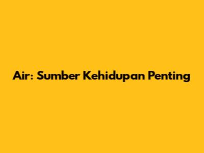 Air: Sumber Kehidupan Penting