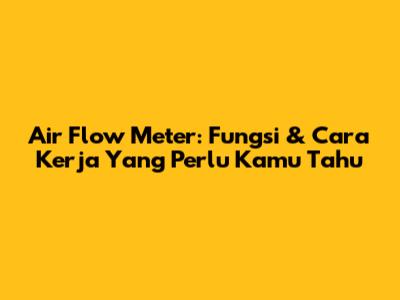 Air Flow Meter: Fungsi & Cara Kerja Yang Perlu Kamu Tahu