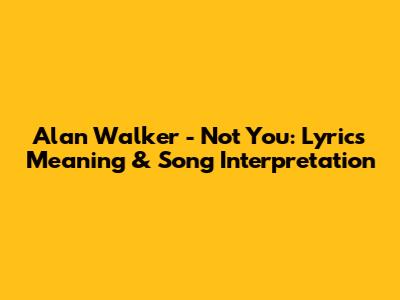 Alan Walker - Not You: Lyrics Meaning & Song Interpretation
