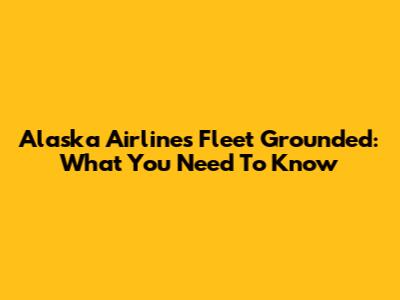 Alaska Airlines Fleet Grounded: What You Need To Know