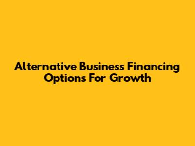 Alternative Business Financing Options For Growth