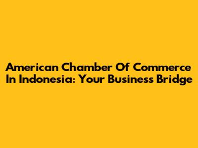 American Chamber Of Commerce In Indonesia: Your Business Bridge