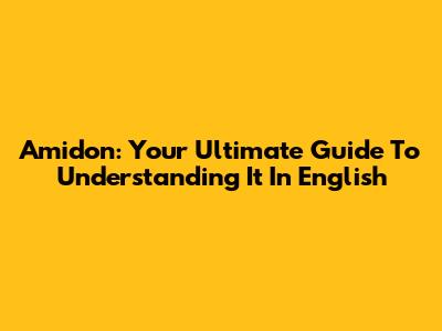 Amidon: Your Ultimate Guide To Understanding It In English