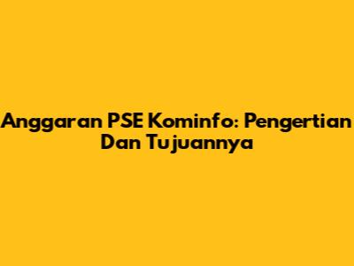 Anggaran PSE Kominfo: Pengertian Dan Tujuannya