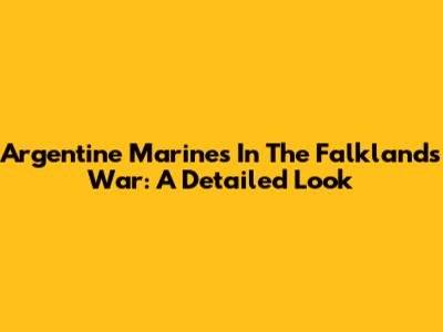 Argentine Marines In The Falklands War: A Detailed Look