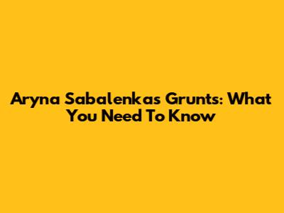 Aryna Sabalenka's Grunts: What You Need To Know