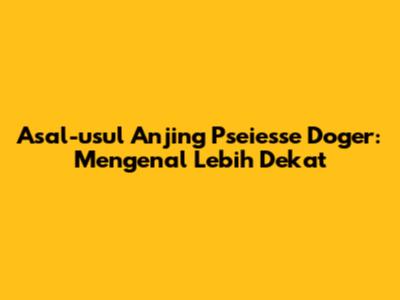 Asal-usul Anjing Pseiesse Doger: Mengenal Lebih Dekat