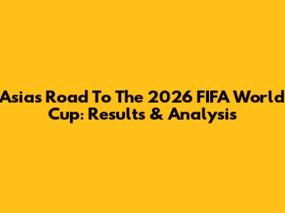Asia's Road To The 2026 FIFA World Cup: Results & Analysis