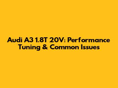 Audi A3 1.8T 20V: Performance Tuning & Common Issues
