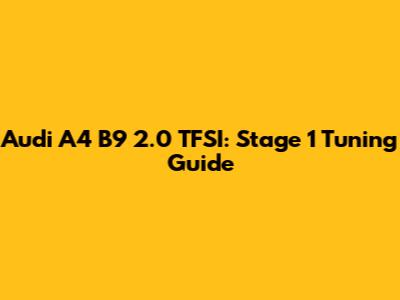 Audi A4 B9 2.0 TFSI: Stage 1 Tuning Guide