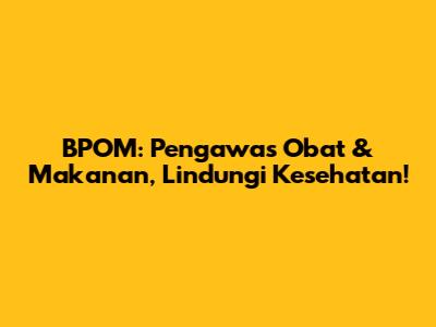 BPOM: Pengawas Obat & Makanan, Lindungi Kesehatan!