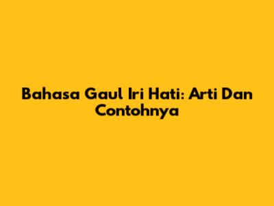 Bahasa Gaul Iri Hati: Arti Dan Contohnya