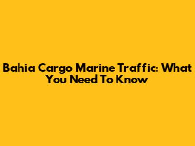 Bahia Cargo Marine Traffic: What You Need To Know
