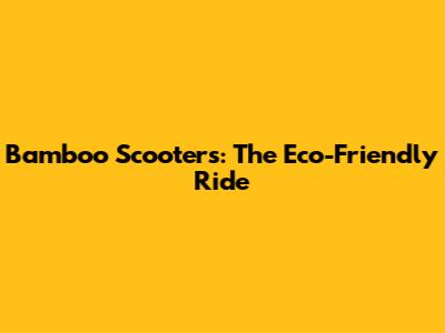 Bamboo Scooters: The Eco-Friendly Ride