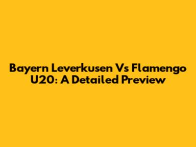 Bayern Leverkusen Vs Flamengo U20: A Detailed Preview