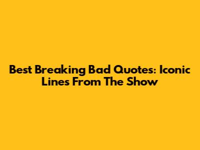 Best Breaking Bad Quotes: Iconic Lines From The Show
