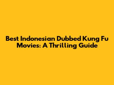 Best Indonesian Dubbed Kung Fu Movies: A Thrilling Guide
