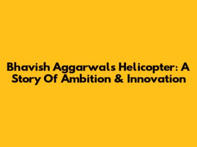 Bhavish Aggarwal's Helicopter: A Story Of Ambition & Innovation