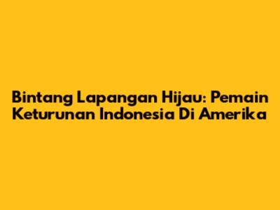 Bintang Lapangan Hijau: Pemain Keturunan Indonesia Di Amerika
