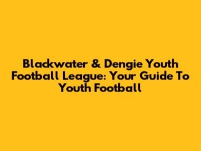 Blackwater & Dengie Youth Football League: Your Guide To Youth Football
