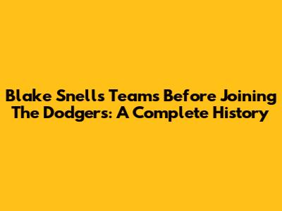 Blake Snell's Teams Before Joining The Dodgers: A Complete History