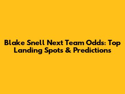Blake Snell Next Team Odds: Top Landing Spots & Predictions