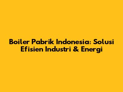 Boiler Pabrik Indonesia: Solusi Efisien Industri & Energi
