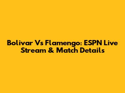 Bolivar Vs Flamengo: ESPN Live Stream & Match Details