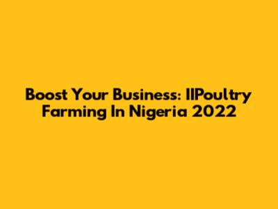 Boost Your Business: IIPoultry Farming In Nigeria 2022