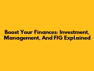 Boost Your Finances: Investment, Management, And FIG Explained