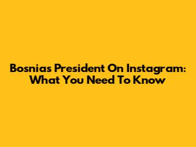 Bosnia's President On Instagram: What You Need To Know