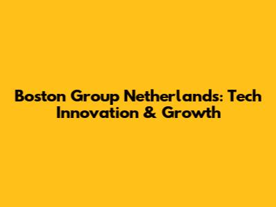 Boston Group Netherlands: Tech Innovation & Growth