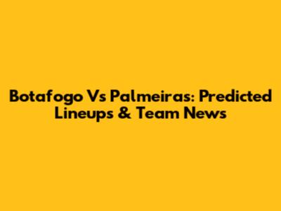 Botafogo Vs Palmeiras: Predicted Lineups & Team News