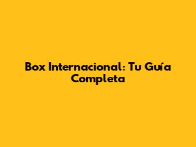 Box Internacional: Tu Guía Completa