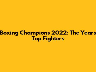 Boxing Champions 2022: The Year's Top Fighters