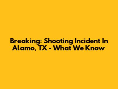 Breaking: Shooting Incident In Alamo, TX - What We Know