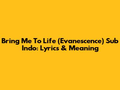 Bring Me To Life (Evanescence) Sub Indo: Lyrics & Meaning