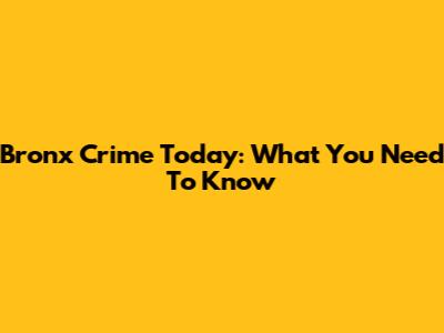 Bronx Crime Today: What You Need To Know
