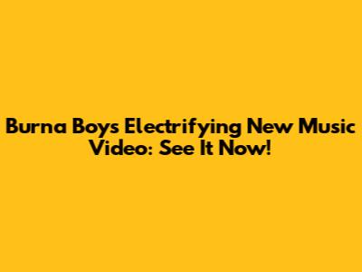 Burna Boy's Electrifying New Music Video: See It Now!