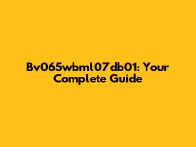 Bv065wbml07db01: Your Complete Guide