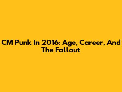 CM Punk In 2016: Age, Career, And The Fallout