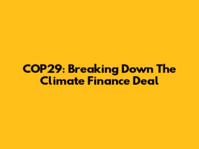 COP29: Breaking Down The Climate Finance Deal
