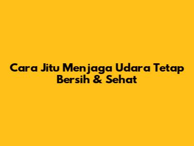 Cara Jitu Menjaga Udara Tetap Bersih & Sehat