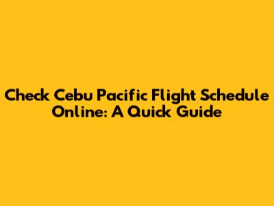 Check Cebu Pacific Flight Schedule Online: A Quick Guide