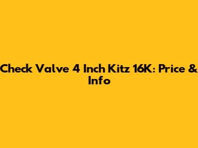 Check Valve 4 Inch Kitz 16K: Price & Info