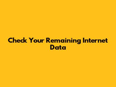 Check Your Remaining Internet Data